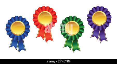 beautiful green ribbon award with gold accents Stock Vector