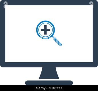 Search on Computer Icon. Flat style vector EPS. Stock Vector