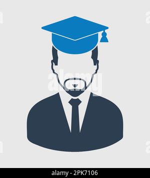 Degree icon vector male student person profile avatar with mortar board hat  symbol for school, college and university graduation in flat color glyph p  Stock Vector Image & Art - Alamy