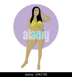 Flat design of woman wearing purple top Stock Vector