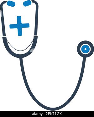 Stethoscope Icon with plus symbol. Flat style vector EPS Stock Vector ...
