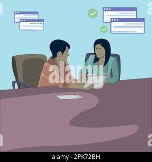 flat design of two office women Stock Vector