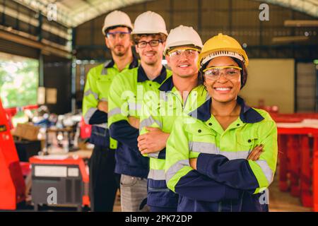 Group of confident engineers workers smiling Stock Photo