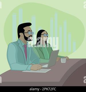 Flat design of a man and a woman in interview board Stock Vector