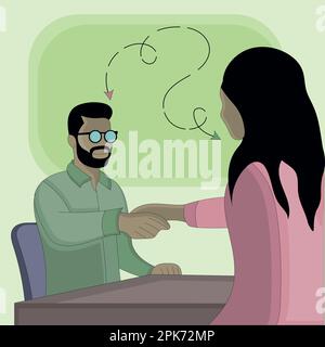 Flat design of a man and a woman shaking hands Stock Vector