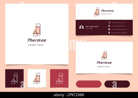 Thermos logo design with editable slogan. Branding book and business card template. Stock Vector