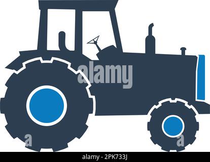 Farming Tractor Icon. Flat Style vector EPS. Stock Vector