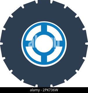 Car Tire and Wheel Icon. FLat style vector EPS. Stock Vector