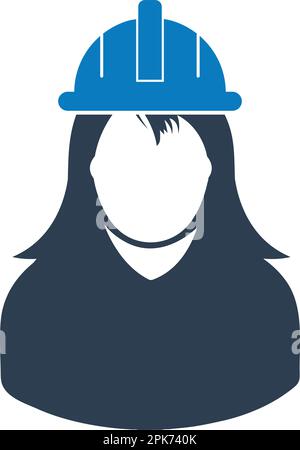 Safety worker icon vector female construction service person profile ...