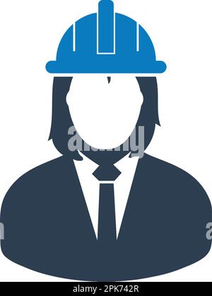 Female Engineer Icon. Flat style vector EPS. Stock Vector