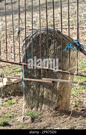 Đurići, Šekovići, Bosnia and Herzegovina – February 2023: Necropolis with medieval Stecak tombstones Bečani is inscripted as UNESCO world heritage sit Stock Photo