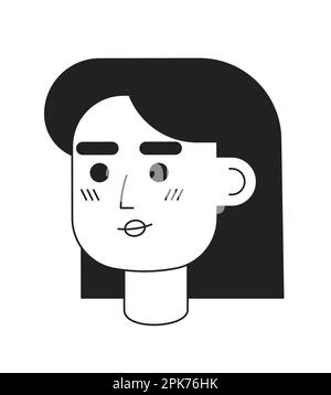 Confident smiling woman monochromatic flat vector character head Stock Vector