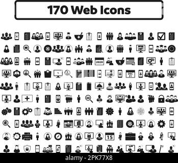 170 web icon set. Flat style vector EPS. Stock Vector
