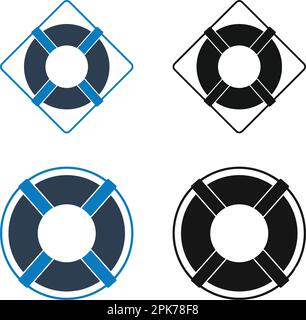 Buoy ring icon set. Flat style vector EPS. Stock Vector