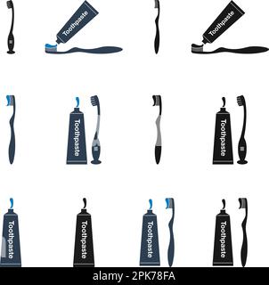 Toothbrush icon set. Flat set of 9 toothbrush vector icons for web ...