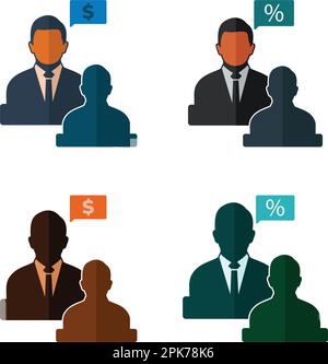 Business Adviser Icon Set. Flat style vector EPS. Stock Vector