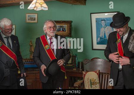 Members of the Friends of British Royalty- German Section in Nettetal , The club is getting ready to celebrate King Charles III in Germany Stock Photo