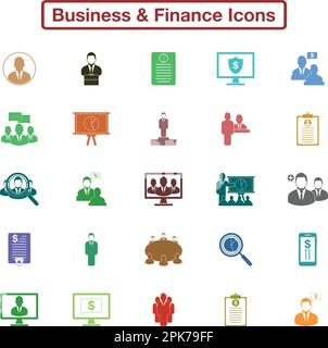 Business and finance icon set. Flat style vector EPS. Stock Vector