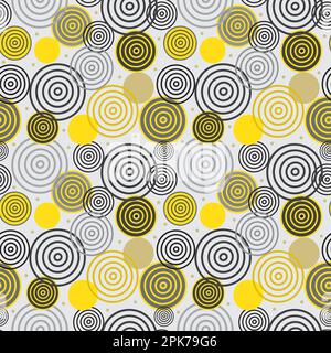 Concentric circles seamless pattern. Ornamental meditative repeated background. Stock Vector