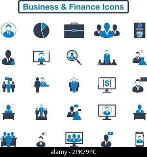 Business and finance icon set. Flat style vector EPS. Stock Vector