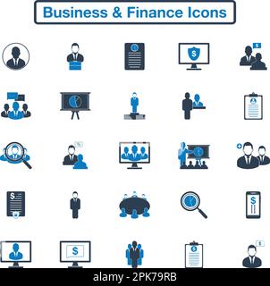 Business and finance icon set. Flat style vector EPS. Stock Vector