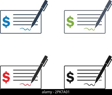 Bank Cheque Icon set. Flat style vector EPS. Stock Vector