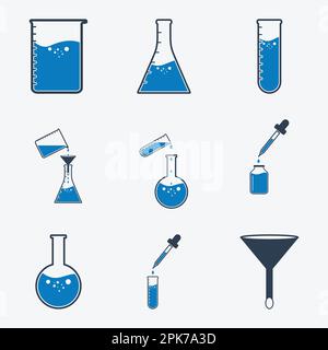 Chemical Related Icons. Editable Vector EPS Symbol Illustration. Stock Vector