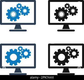 Computer Settings Icon set. Flat style vector EPS. Stock Vector