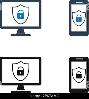 Cyber Security Icon Set. Flat style vector EPS. Stock Vector