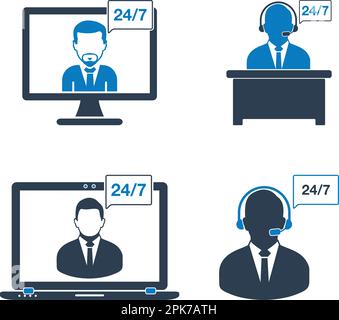 24/7 Customer Support, Help Icon. Flat style vector EPS. Stock Vector