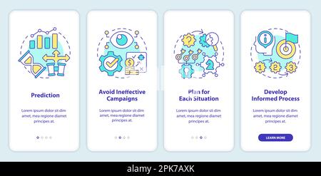 Causal research benefits onboarding mobile app screen Stock Vector