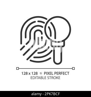 Crime investigation pixel perfect linear icon Stock Vector