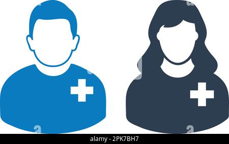 Male and Female Patient Icon. Flat style vector EPS. Stock Vector