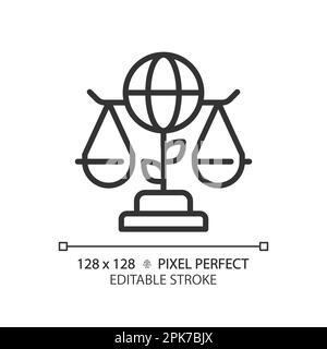 Environmental law pixel perfect linear icon Stock Vector