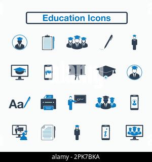 Education Icon Set. Flat style vector EPS. Stock Vector