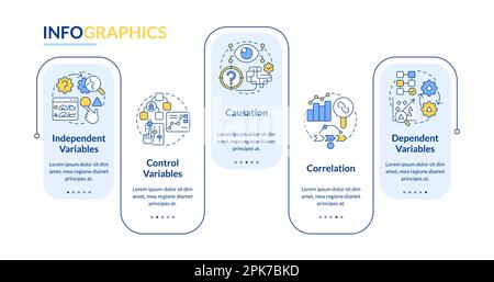 Causal research variables and principles rectangle infographic template Stock Vector