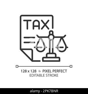 Tax law pixel perfect linear icon Stock Vector