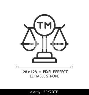 Intellectual property law pixel perfect linear icon Stock Vector