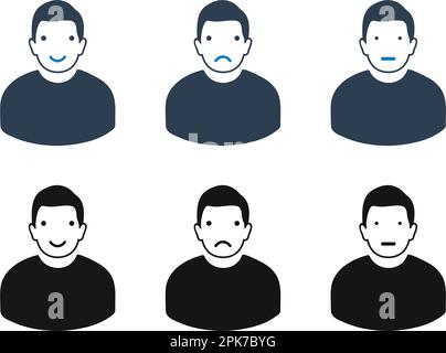 Emotional Face Reaction Icon Set. Flat style vector EPS. Stock Vector