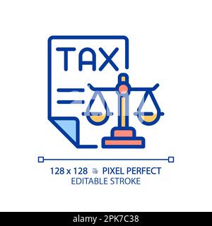 Tax law pixel perfect RGB color icon Stock Vector