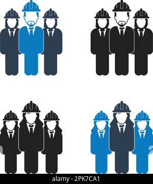 Engineer, Worker Team Icon Set. Flat style vector EPS. Stock Vector