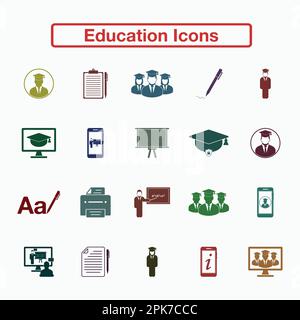 Education Icon Set. Flat style vector EPS. Stock Vector