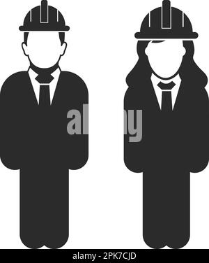 Standing  Engineer Couple Icon. Flat style vector EPS. Stock Vector