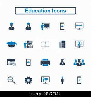 Education Icon Set. Flat style vector EPS. Stock Vector
