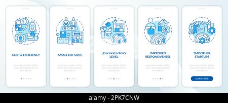 SMED benefits blue onboarding mobile app screen Stock Vector