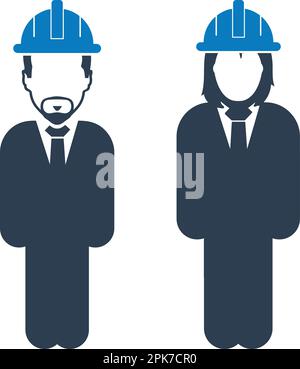Standing  Engineer Couple Icon. Flat style vector EPS. Stock Vector