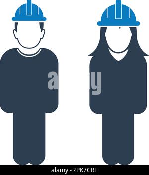 Standing Worker Couple Icon. Flat style vector EPS. Stock Vector