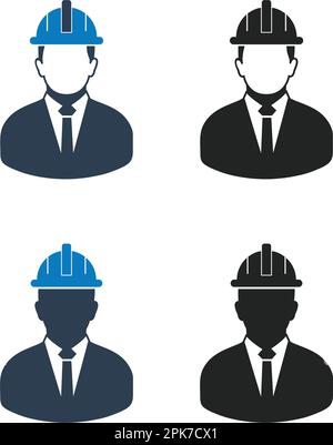 Engineer, Worker Icon Set. Flat style vector EPS Stock Vector Image ...