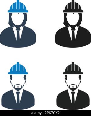 Engineer, Worker Icon Set. Flat style vector EPS. Stock Vector