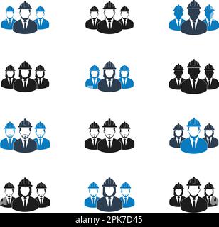 Engineer, Worker Team Icon Set. Flat style vector EPS. Stock Vector